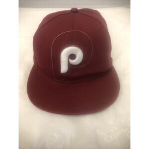 Vintage Philadelphia Phillies Maroon Plain Logo Starter Hat 100% Wool (7 1/8””)